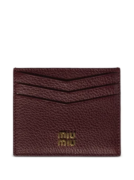 Женский кардхолдер Miu Miu кожаный, бордовый