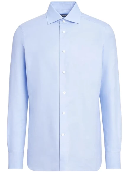 Хлопчатобумажная рубашка Zegna Trofeo blue