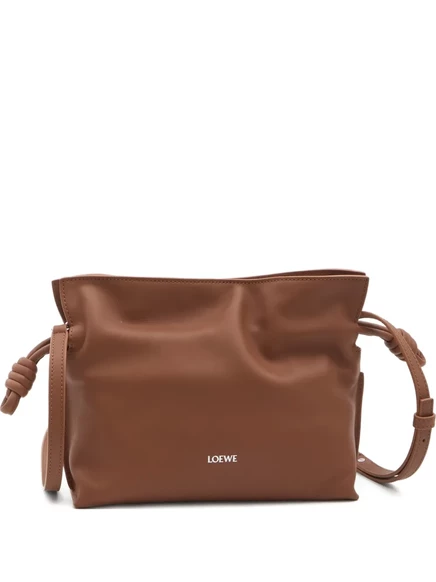 Женская кожаная сумка-клатч Loewe Mini Flamenco, коричневая