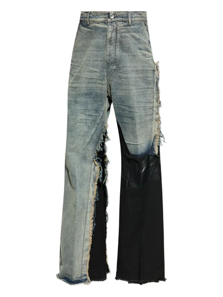 Мужские джинсы Rick Owens Joris с рваными панелями, синие