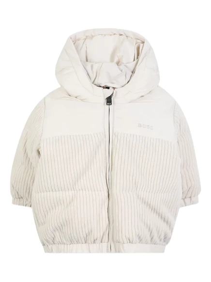 Детская стеганая куртка Boss Kidswear, кремовая