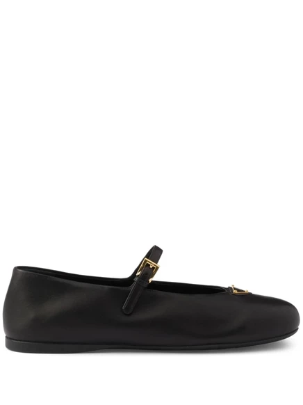 Туфли для балерин с эмалевым логотипом Prada black