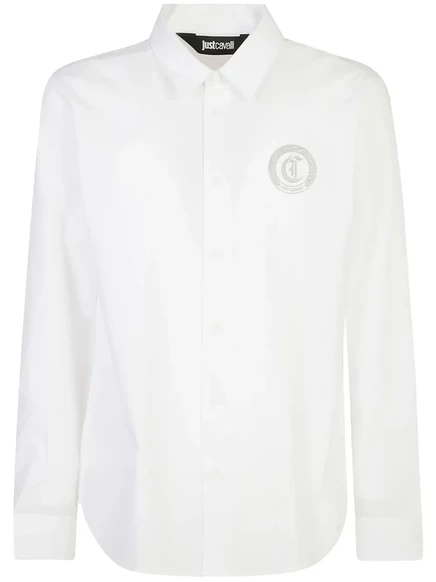 Хлопчатобумажная рубашка с логотипом Just Cavalli  white