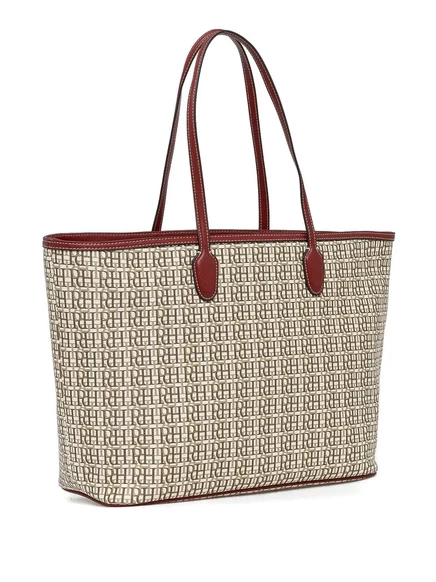 Кожаная сумка-тоут Pedro Del Hierro с монограммой и отделкой из кожи neutrals
