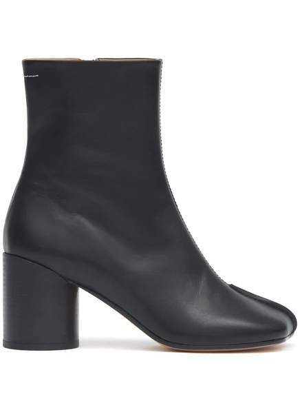 Кожаные ботильоны MM6 Maison Margiela со стежками black