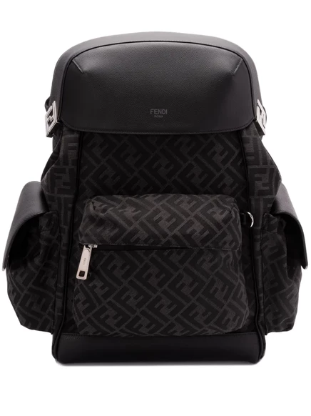 Мужской рюкзак Fendi FF жаккардовый, черный