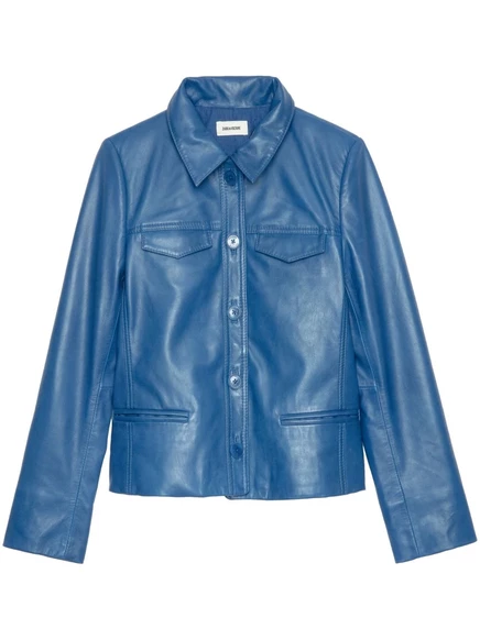 Женская кожаная куртка Zadig & Voltaire, синяя