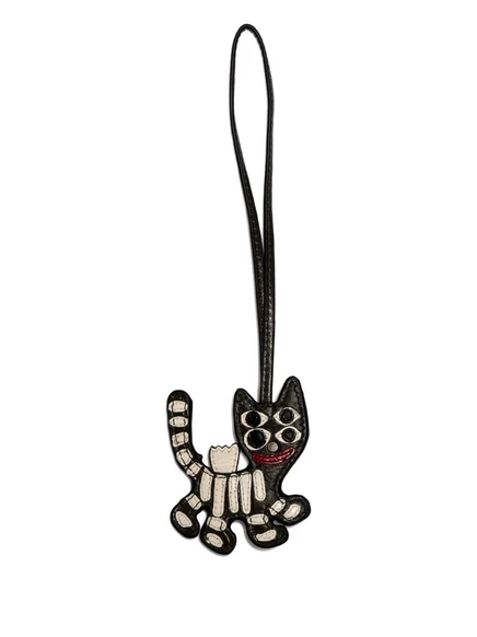 Женский брелок Zadig & Voltaire Skeleton Cat кожаный, черный