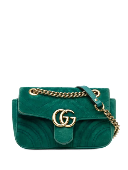 Маленькая бархатная сумка через плечо GG Marmont Matelasse, бывшая в употреблении у Gucci 2016-2026