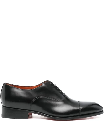 Мужские туфли Santoni Oxford кожаные, черные