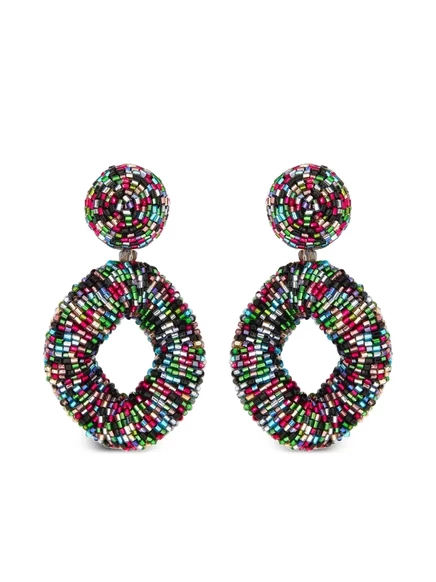 Серьги Oscar de la Renta круглые с бусинами, черные