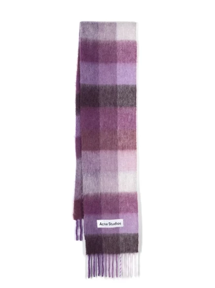Шарф в клетку с нашивкой с логотипом Acne Studios purple