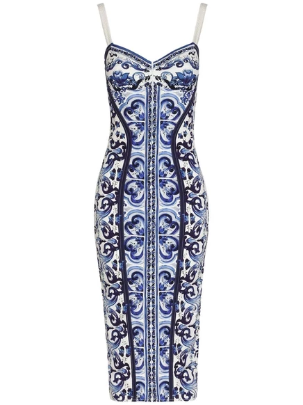 Женское платье Dolce & Gabbana бюстье Majolica, синее