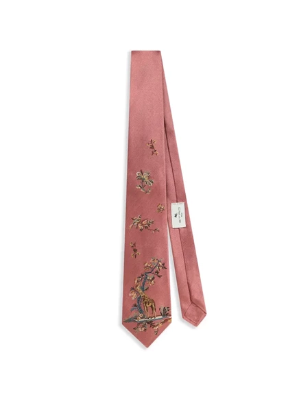 Мужской шелковый галстук Etro с жирафом, розовый