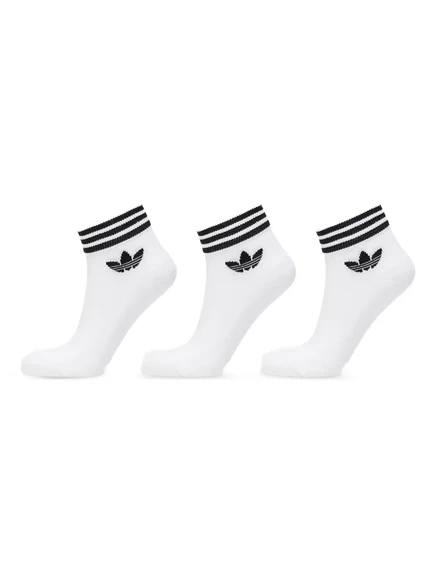 Носки Adidas Trefoil короткие в полоску, белые, 3 пары