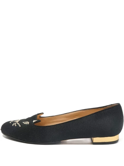 Женские туфли-лодочки Charlotte Olympia с вышивкой кота, черные
