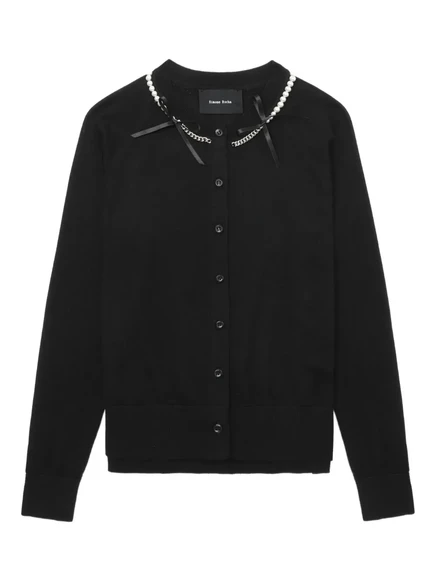 Женский кардиган Simone Rocha с жемчужной цепью, черный