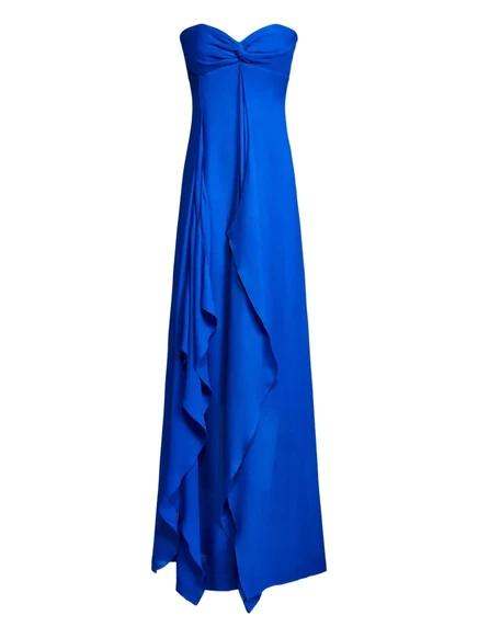 Платье Ralph Lauren Collection макси с оборками, синее