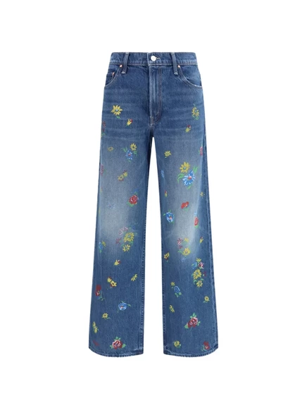Женские джинсы Mother The Rerun Zip Sneak, широкие, синие