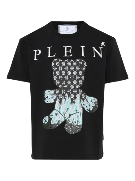 Детская футболка Philipp Plein Junior с принтом, черная