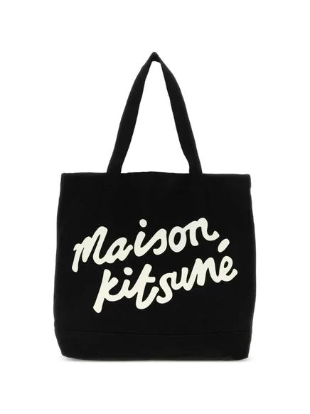 Сумка-тоут Maison Kitsuné с логотипом, черная