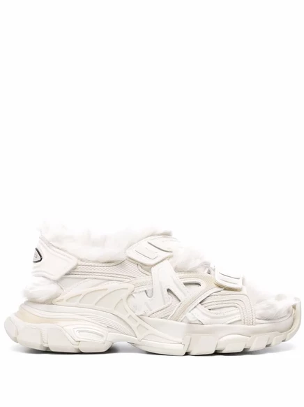 Женские сандалии Balenciaga Track с мехом, бежевые