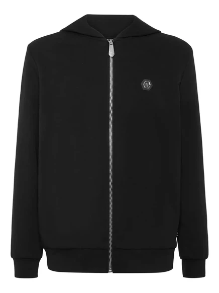 Мужское худи Philipp Plein на молнии с черепом, черное