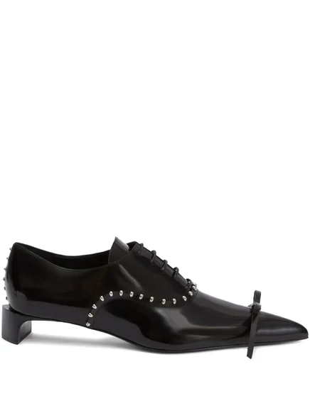Женские оксфорды Jil Sander лакированные с заклепками, черные