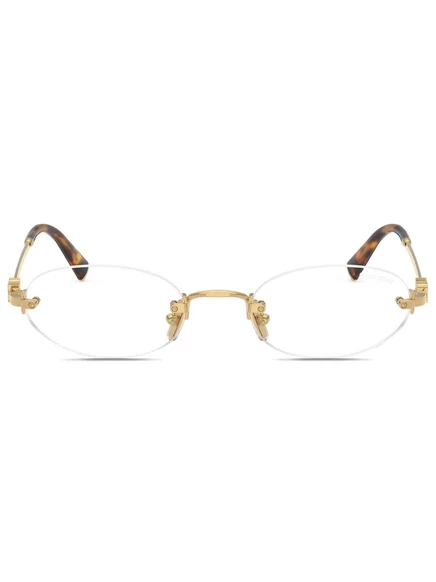 Miu Miu Eyewear овальные очки без оправы gold