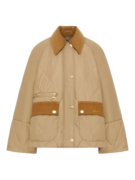 Женская стеганая куртка Barbour Martha с вельветовым воротником, коричневая