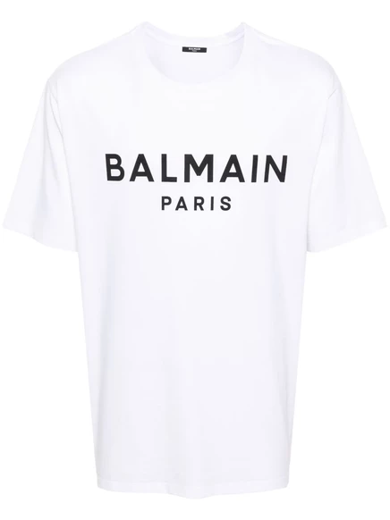 Хлопковая футболка с логотипом Balmain white