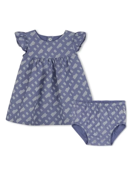 Платье для девочек Boss Kidswear с монограммой, голубое