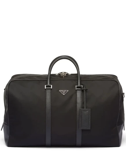 Мужская сумка Prada дорожная из нейлона с логотипом, чёрная