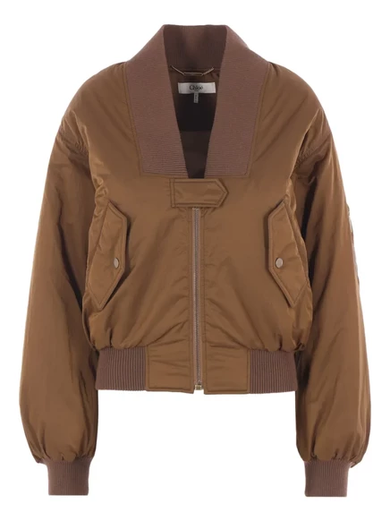 Куртка-бомбер Chloé на молнии спереди brown