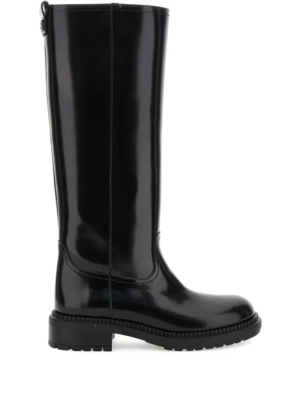 Кожаные ботинки Casadei на молнии black