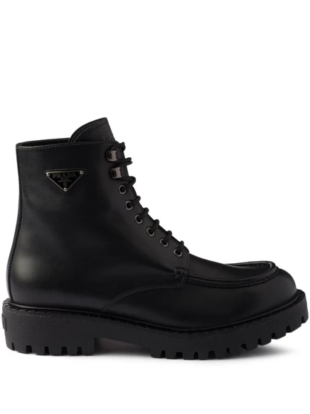 Ботинки Prada на шнуровке и плоской подошве black