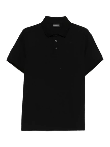 Мужское поло Emporio Armani жаккардовое с логотипом, черное