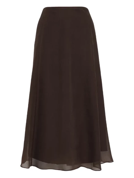 Женская юбка Brunello Cucinelli миди из шёлка, коричневая