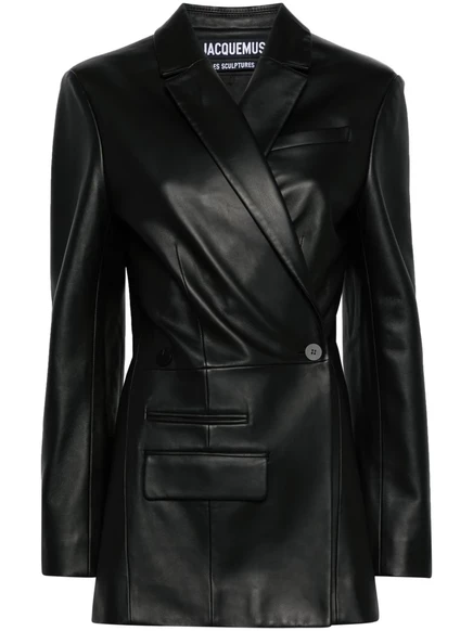Женский кожаный блейзер Jacquemus La Veste Tibau Cuir, черный
