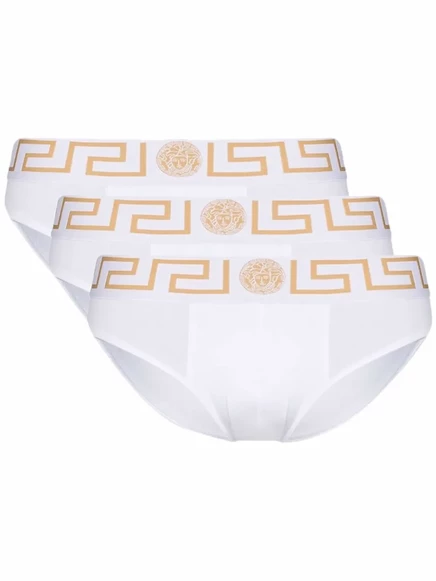 Мужские трусы-слипы Versace 3 шт. с логотипом, белые
