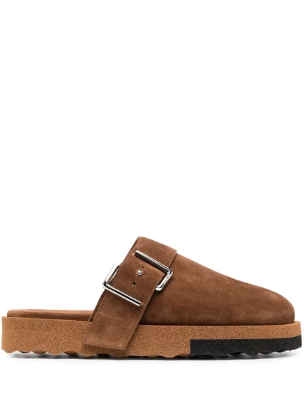 Мужские шлепанцы Off-White кожаные без задника, коричневые