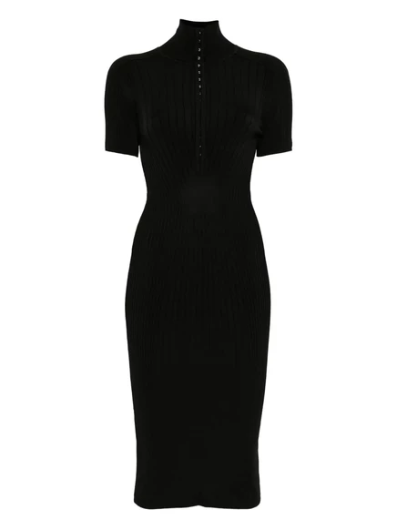 Женское платье-миди Mugler в рубчик, черное