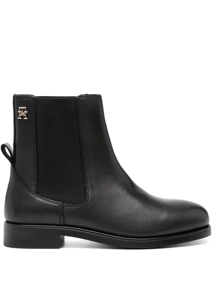 Ботильоны из натуральной кожи с логотипом Tommy Hilfiger black