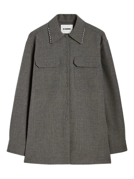 Рубашка на пуговицах Jil Sander, украшенная жемчугом grey