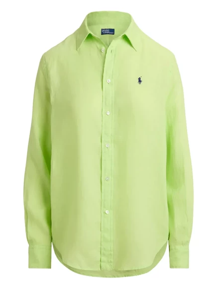 Женская рубашка Polo Ralph Lauren из льна, зеленая