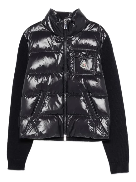 Женская пуховая куртка Moncler с вязаной отделкой, синяя