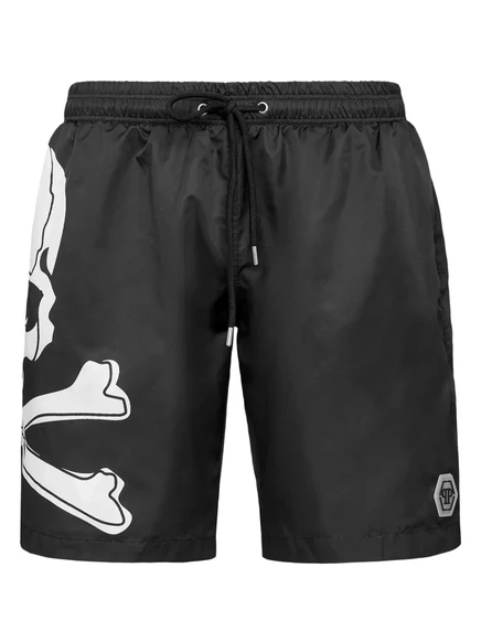 Мужские пляжные шорты Philipp Plein Skull & Bones, черные