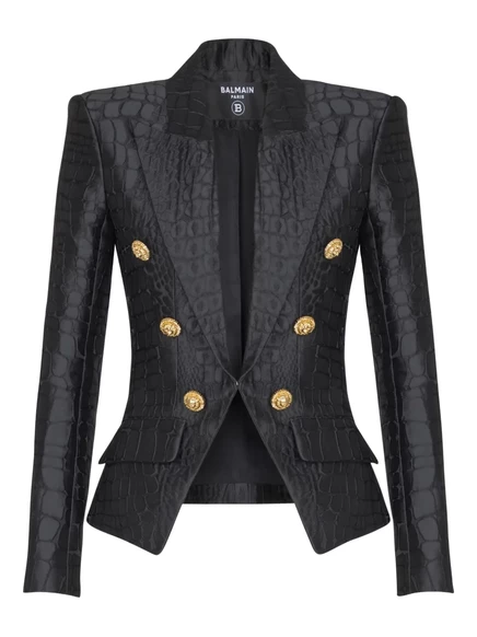 Жаккардовый пиджак Balmain из крокодиловой кожи с шестью пуговицами black