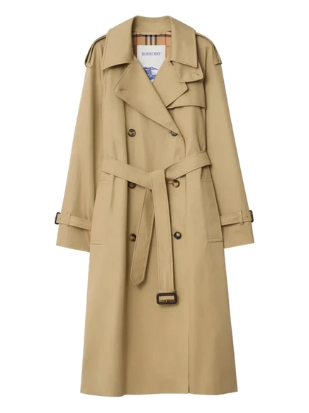 Женское двубортное тренч-пальто Burberry с поясом, бежевое