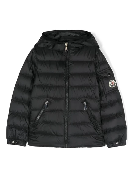 Детская куртка Moncler Enfant стеганая с капюшоном, черная